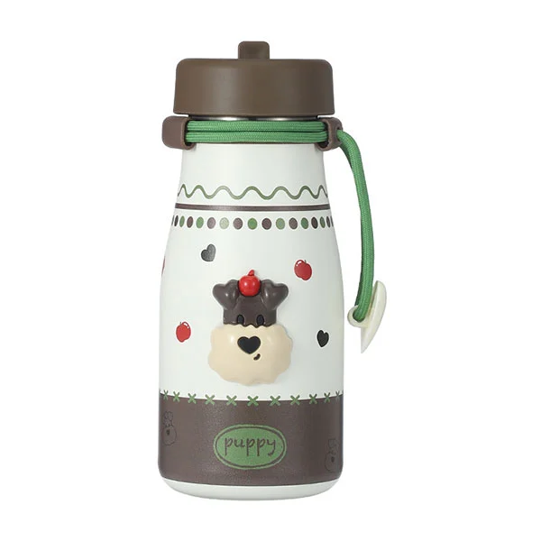 पुआल के साथ स्टेनलेस स्टील दूध की बोतल